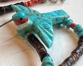 Southwestern Turquoise Necklace: Wampum, Spiny Oyster & Sterling Silver