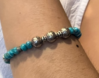 Kingman Turquoise Bracelet: Karen Hill Tribe Silver, Southwestern Style