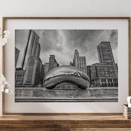 Chicago Wall Art Chicago Skyline Black and White City Etsy