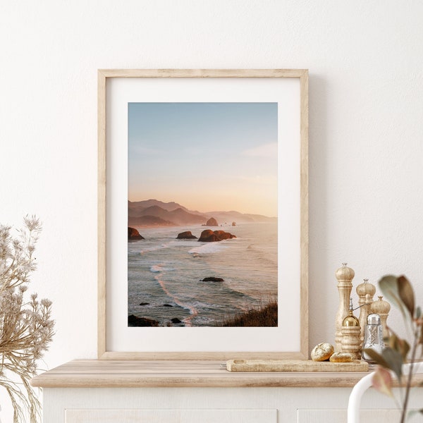 Ocean Sunset Photography Print, Coastal Wall Decor, Neutral Beach Sunset Wall Art, Minimalist Wall Art, Landscape Photography, Ocean Poster