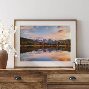 Rocky Mountain National Park Print, Vibrant Sunset over Sprague Lake, Colorado Landscape Wall Art, Colorado Mountain Landscape Photo image 3