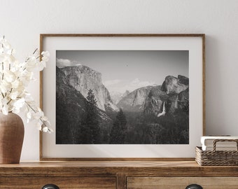 Yosemite Valley Print Black and White, Mountains Wall Art, California Landscape Photography Prints, National Park Print, Nature Wall Art