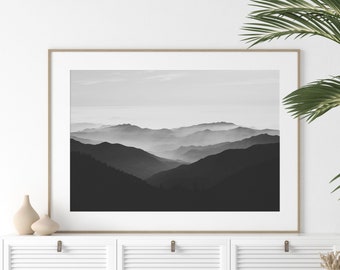 Mountain Print Black and White, Modern Art Print, Minimalist Print Black and White, Landscape Photography Art Print, California Photo Print