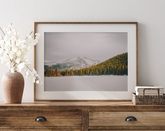 Rocky Mountain National Park Print, Snow Covered Mountain Wall Art, Colorado Print, Bear Lake Print, Landscape Photography, Winter Decor