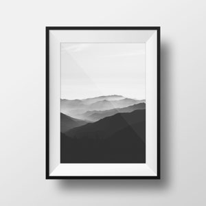 Mountain Print Black and White, Modern Art Print, Minimalist Print Black and White, Landscape Photography Art Print, California Photo Print image 9