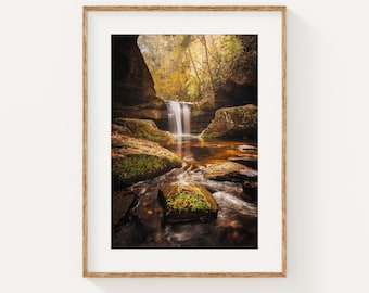 Kentucky Waterfall Print, Autumn Forest Wall Art, Nature Photography, Vertical Nature Decor