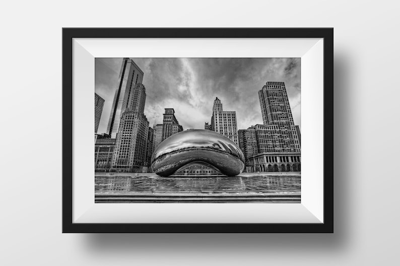 Chicago Black and White Wall Art for Home Office Decor City Etsy
