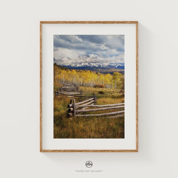 Autumn Landscape Photography Print, Colorado Photography, Autumn Aspen Tree Print, Telluride Country Side Road Photo, Living Room Decor