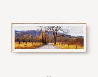 Smoky Mountains Autumn Mountain Panoramic Print, Nature Photography, Landscape Art, Nature Home Decor