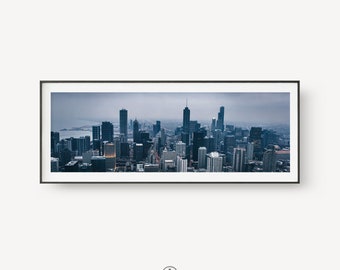 Chicago Skyline Photography Print: Moody Urban Cityscape Wall Art