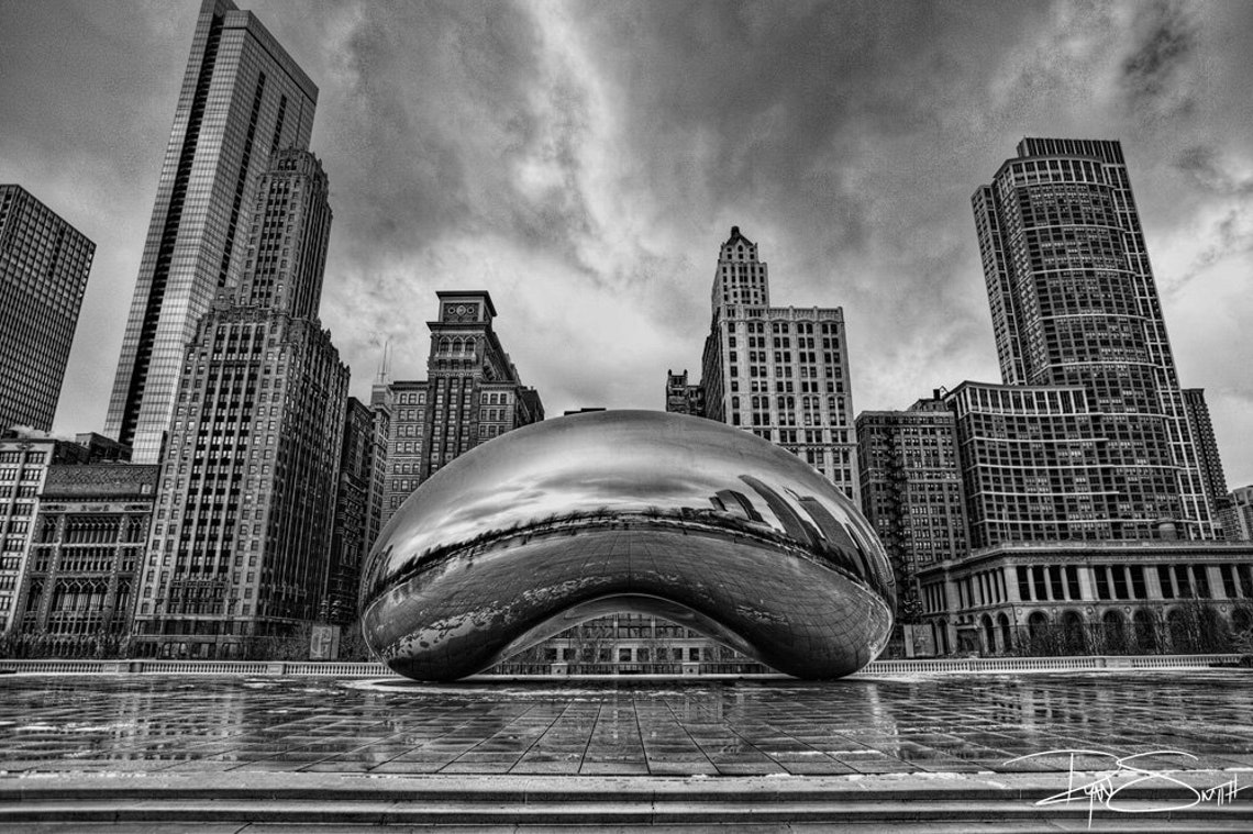 Chicago Black and White Wall Art for Home Office Decor City Etsy