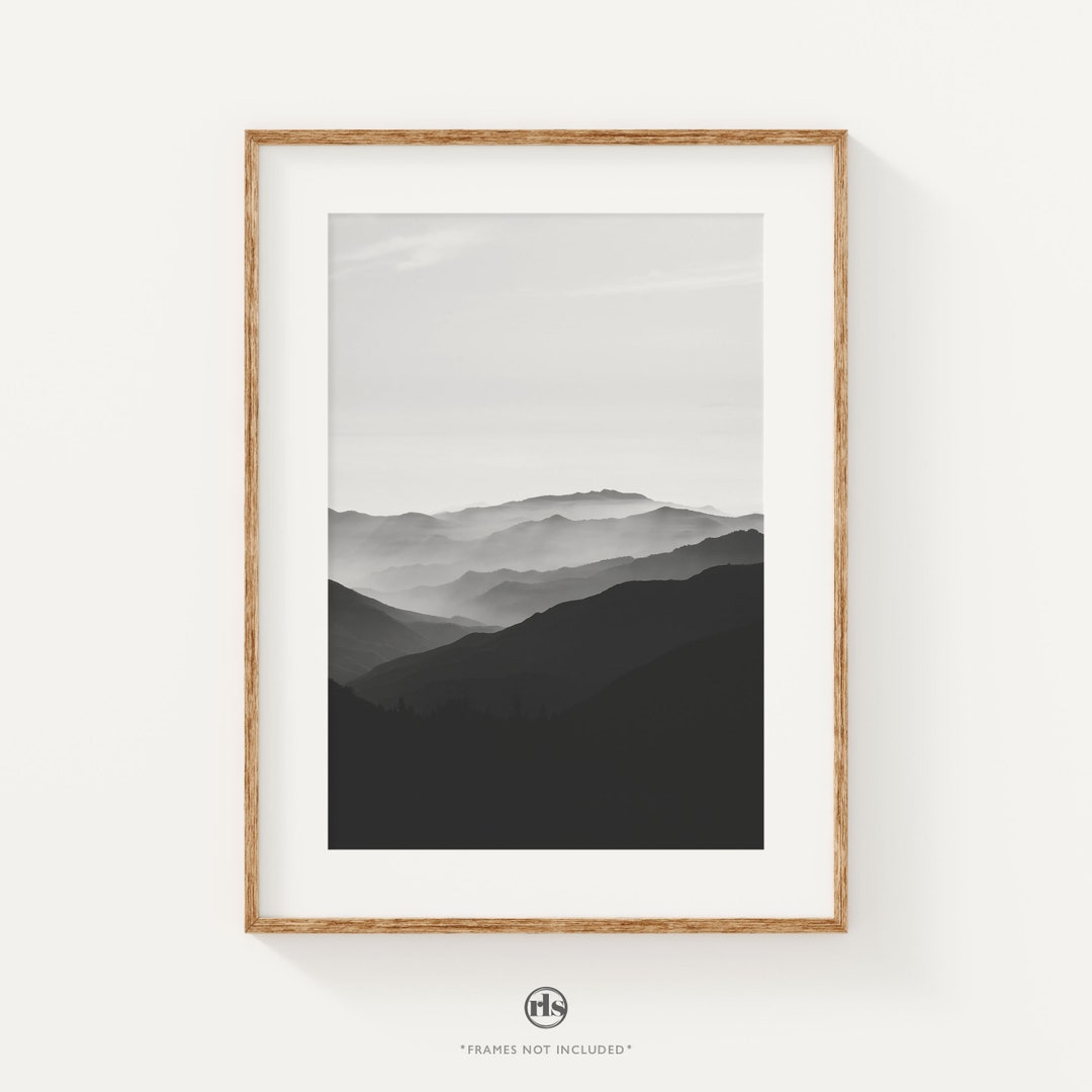 Mountain Print Black and White, Modern Art Print, Minimalist Print ...