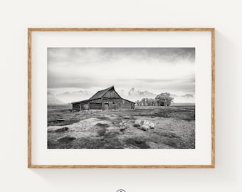 Moulton Barn Black and White Print: Grand Teton National Park Photography