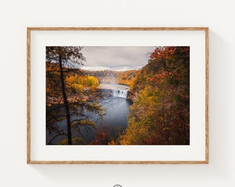 Cumberland Falls Overlook Print, Kentucky Waterfall Wall Art, Autumn Landscape Photography, Nature Home Decor