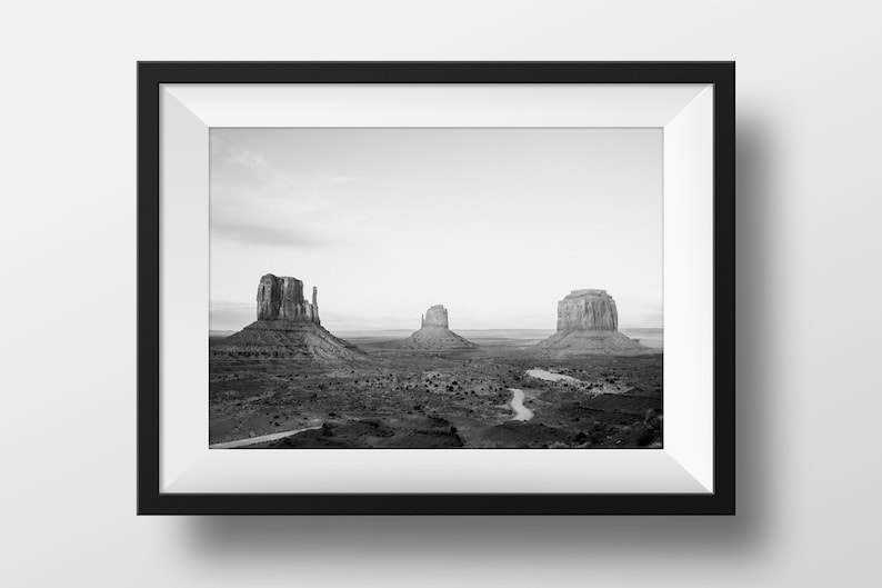 Black and White Boho Wall Art Monument Valley Photography Etsy