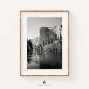 Yosemite National Park Print, El Capitan Photograph, Black and White Photography, California Landscape Photography Print, Home Office Decor