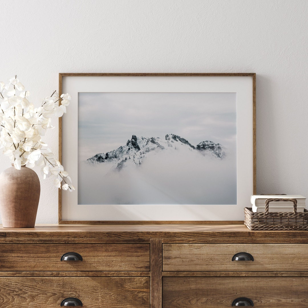 Misty Mountain Wall Art Mount Rainier National Park Photo Etsy