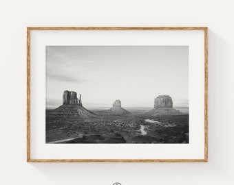 Black and White Boho Wall Art, Monument Valley Photography Print, Southwest Desert Wall Art, Modern Desert Print, Desert Landscape Photo