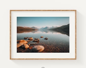 Lake McDonald Print in Glacier National Park, Montana Mountain Wall Art, Nature Photography, Cabin Decor