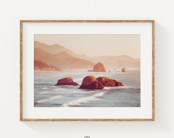 Haystack Rock Sunset Print: Cannon Beach Oregon Coastal Photography