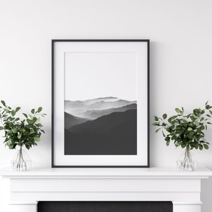 Mountain Print Black and White, Modern Art Print, Minimalist Print Black and White, Landscape Photography Art Print, California Photo Print image 7