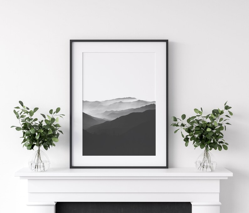 Mountain Print Black and White, Modern Art Print, Minimalist Print Black and White, Landscape Photography Art Print, California Photo Print image 7