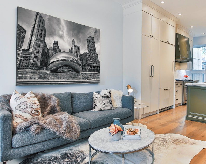Black and White Chicago Wall Art for Home Office Decor Etsy