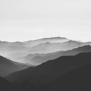 Mountain Print Black and White, Modern Art Print, Minimalist Print Black and White, Landscape Photography Art Print, California Photo Print image 2