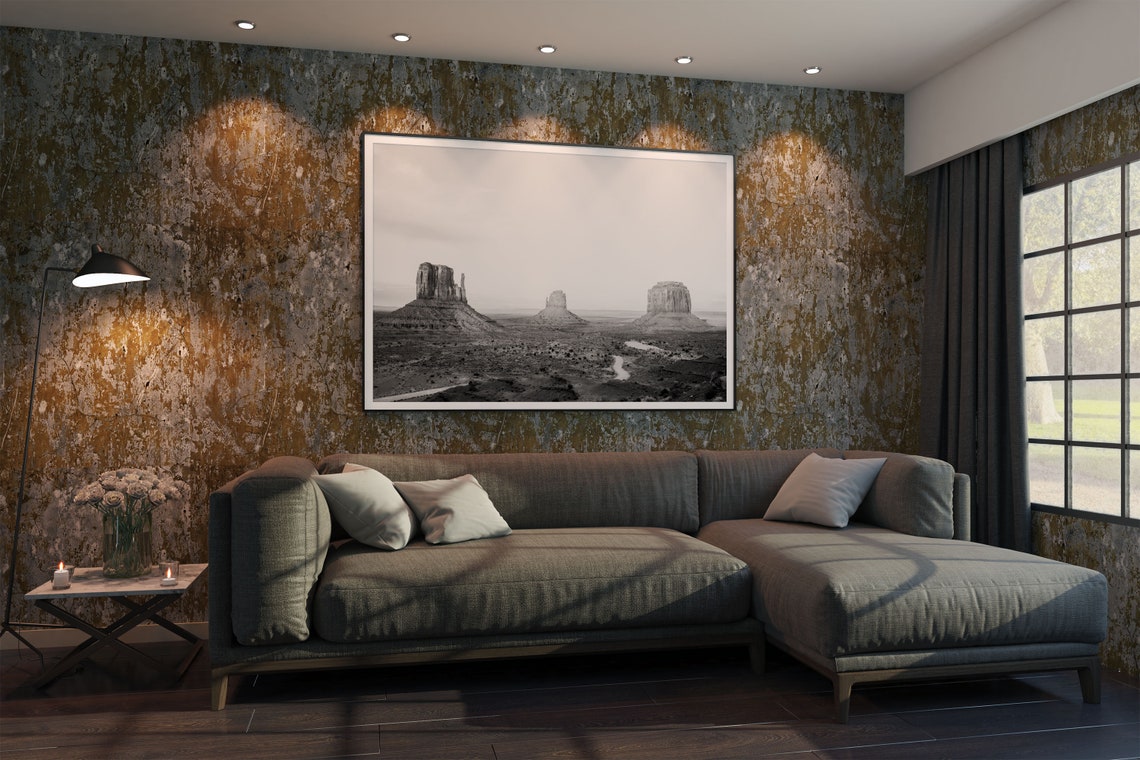 Black and White Boho Wall Art Monument Valley Photography Etsy