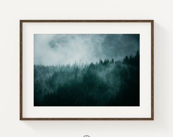 Foggy Forest Print: Moody Nature Photography, Mount Rainier