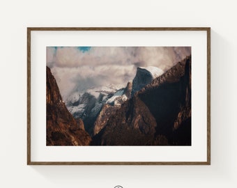Yosemite National Park Print, California Landscape Photo, Mountain Wall Art, Yosemite Half Dome Print, Moody Landscape Photo Home Decor