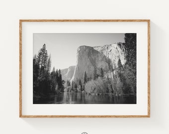 Yosemite Print in Black and White, California Landscape Photography Prints, National Park Print, El Capitan Wall Art, Mountains Wall Art