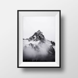 Minimalist Decor Wall Art, Black and White Mountain Photography Print, Minimalist Mountain Print Wall Art, Living Room Black and White Art image 10