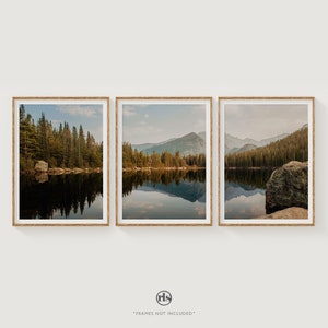 Ensemble d'impressions triptyque Bear Lake, photographie du parc national des montagnes Rocheuses