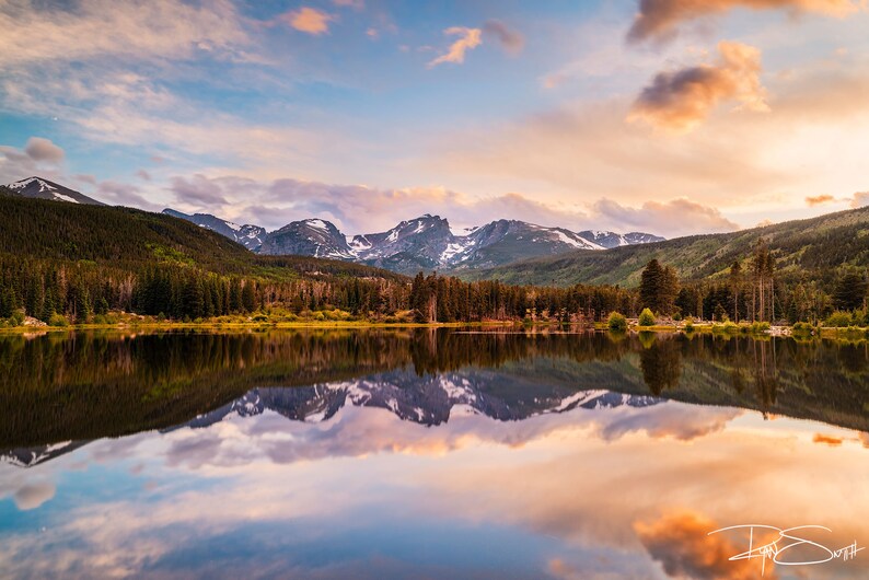 Rocky Mountain National Park Print, Vibrant Sunset over Sprague Lake, Colorado Landscape Wall Art, Colorado Mountain Landscape Photo image 4