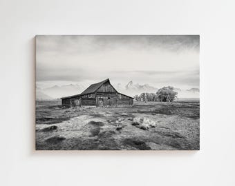 Moulton Barn Canvas Print: Grand Teton National Park Rustic Landscape
