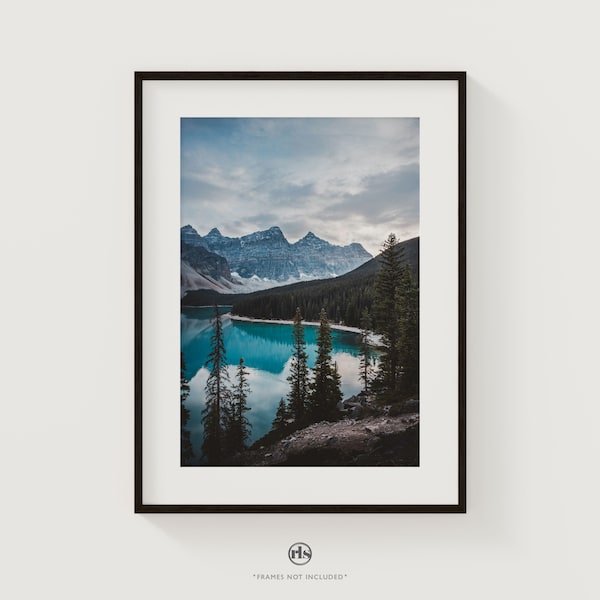 Moraine Lake Moody Print, Landscape Poster, Modern Lake Photo, Scandinavian Wall Art, Nordic Decor, Canada Mountain Art, Banff Wall Art