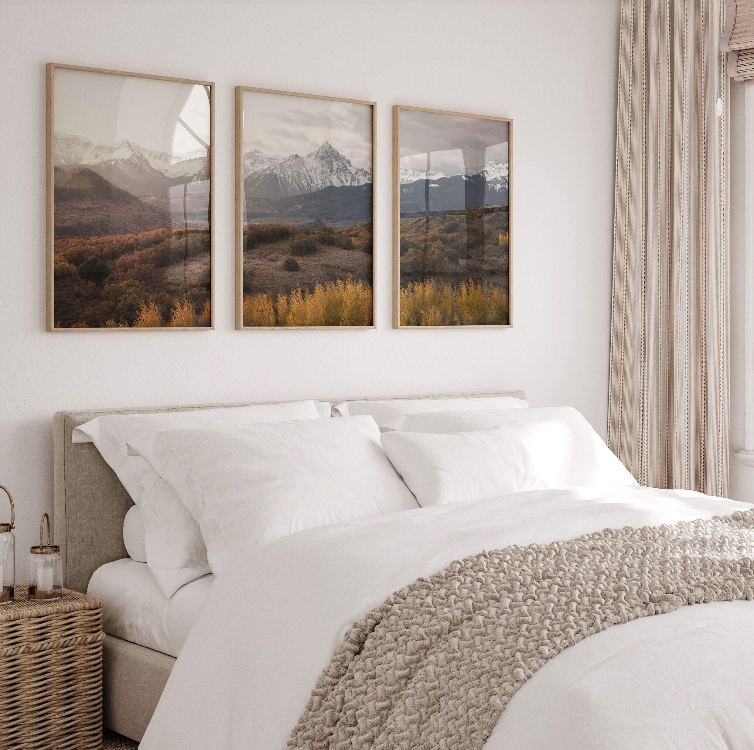 Landscape Print Set, 3 Piece Wall Art, Mountain Range Photography Print