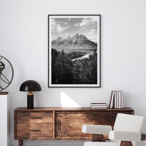 Grand Teton Black and White Print, Snake River Overlook, Mountain ...