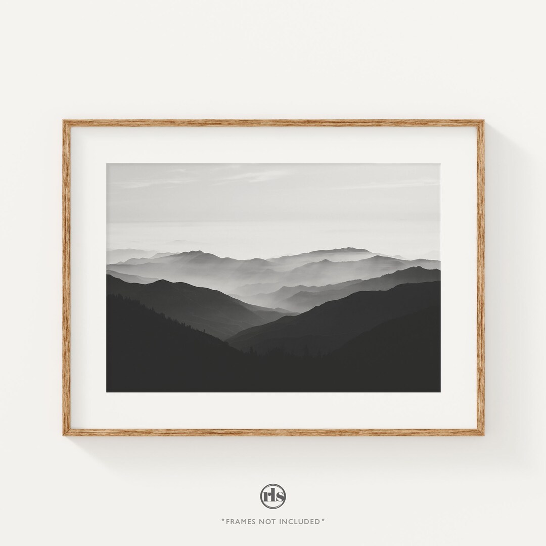 Mountain Print Black and White, Modern Art Print, Minimalist Print ...