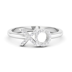 Sterling Silver XO Ring: Simulated Diamond Hug & Kiss Ring