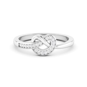 Weißer Diamant Simulierte Verlobungsring,Knoten Herz Ring,Ehering,14k Goldring,Zweck Ring,925 Sterling Silber mit Gold Vermile Ringe