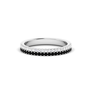 Black and White Diamond Eternity Band 925 Sterling Silver Stacking Ring