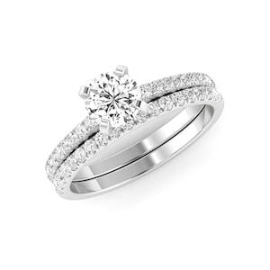 Solitaire Bridal Ring Sets,White Diamond Simulated Ring Sets,Engagement Rings Sets,14k Gold Ring Sets,925 Sterling Silver Bridal Ring Sets