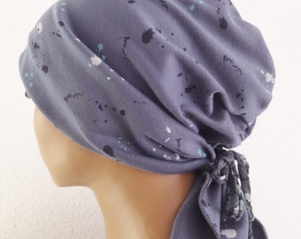 Women's Summer Headwear Cloth Hat Bandana Double Sided Jersey Grey Colorful Turban Chemo Cancer