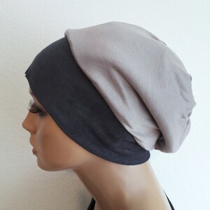 Women's Balloon Hat Winter Hat Beanie Long Hat Grey Wool Fabric CHEMO Alopecia Instead of Wig image 4