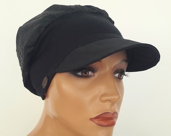 LIGHT WOMEN CAP Ballon Cap noir Jersey / Bande Chemo Alopécie Perte de cheveux