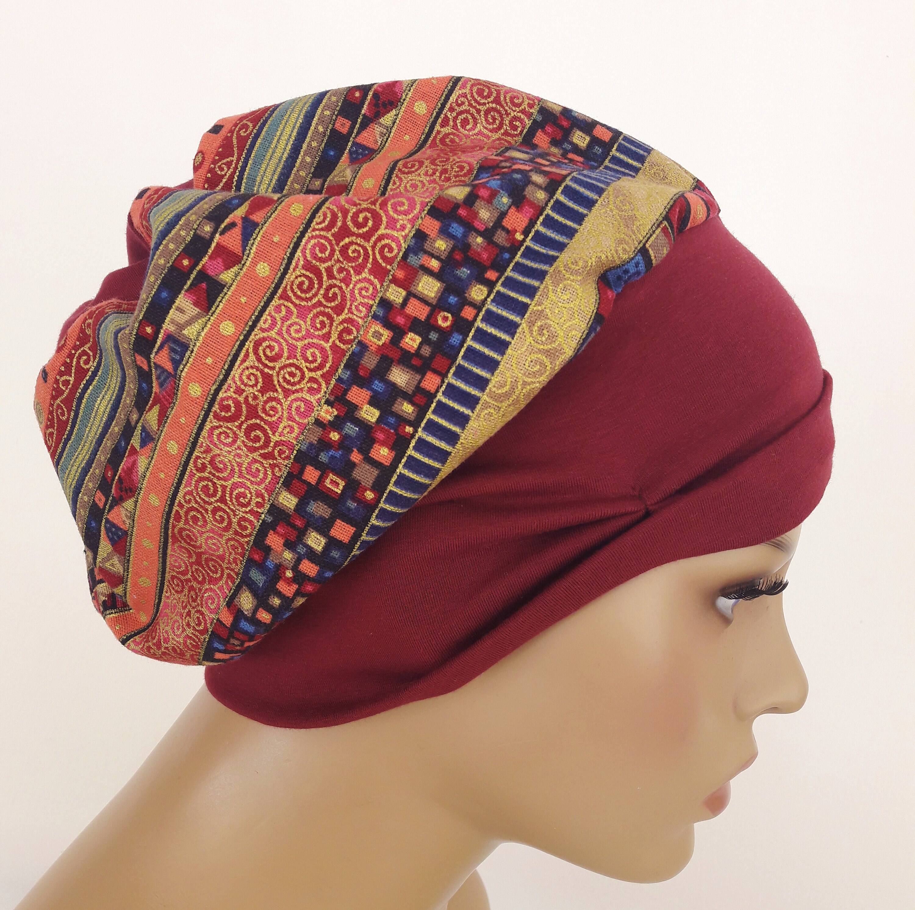 AIDIER Damen Chemo Mütze Mit Krempe - Weiche Kopfbedeckung Mit Blume Sommer