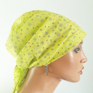 Summer headgear headscarf/hat bandanna green pink blue flowers motif 100% cotton batiste chemo cancer instead of a wig image 2