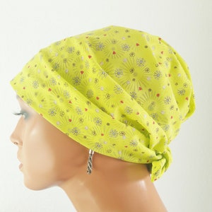 Summer headgear headscarf/hat bandanna green pink blue flowers motif 100% cotton batiste chemo cancer instead of a wig image 7